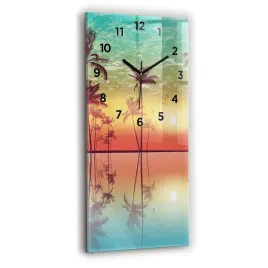 pionowy-zegar-szklany-scienny-do-biura-z-grafika-tropikalne-palmy-30x60-cm
