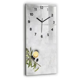 scienny-pionowy-zegar-szklany-z-nadrukiem-minimalistyczne-oliwki-30x60-cm