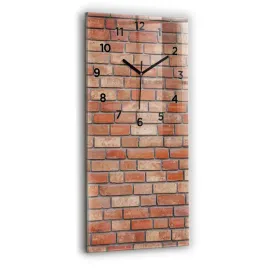 minimalistyczny-pionowy-foto-zegar-szklany-scienny-ceglana-sciana-30x60-cm
