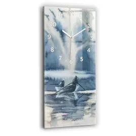 zegar-szklany-designerski-ze-stylowym-nadrukiem-rybak-na-jeziorze-30x60-cm