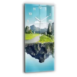 minimalistyczny-zegar-szklany-scienny-z-nadrukiem-latajaca-wyspa-30x60-cm