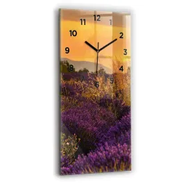 szklany-pionowy-zegar-scienny-z-nadrukiem-laka-lawendowa-francja-30x60-cm