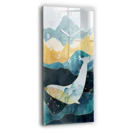 personalizowany-pionowy-foto-zegar-szklany-abstrakcyjny-wieloryb-30x60-cm