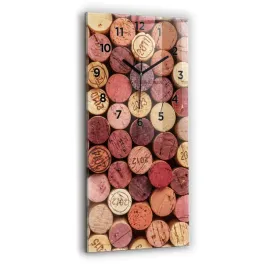 designerski-pionowy-zegar-szklany-do-wnetrz-z-nadrukiem-korki-wina-30x60-cm