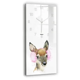 pionowy-zegar-szklany-do-kuchni-na-sciane-z-nadrukiem-jelen-lesny-30x60-cm
