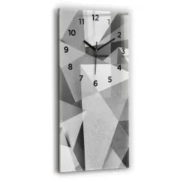 pionowy-foto-zegar-szklany-scienny-szara-geometryczna-abstrakcja-30x60-cm