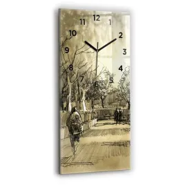 designerski-pionowy-zegar-szklany-do-wnetrz-park-i-drzewa-w-sepii-30x60-cm
