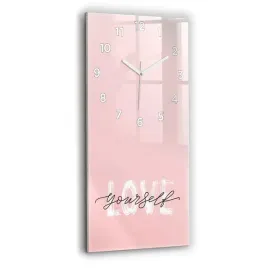 dekoracyjny-zegar-szklany-na-sciane-z-grafika-napis-love-yourself-30x60-cm