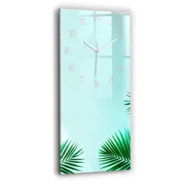 pionowy-zegar-szklany-scienny-ze-stylowym-nadrukiem-zielone-palmy-30x60-cm