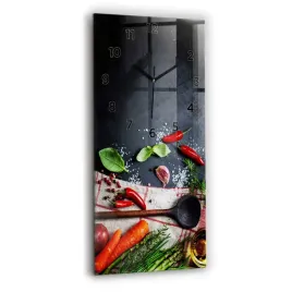 minimalistyczny-pionowy-zegar-szklany-scienny-z-nadrukiem-warzywa-30x60-cm