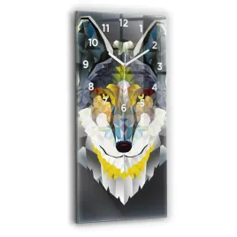 designerski-pionowy-zegar-szklany-do-wnetrz-ze-wzorem-glowa-wilka-30x60-cm