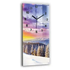 pionowy-zegar-szklany-nowoczesny-ze-wzorem-zimowy-gorski-krajobraz-30x60-cm