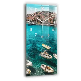 unikalny-pionowy-foto-zegar-szklany-na-sciane-lodzie-w-chorwacji-30x60-cm