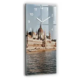 zegar-szklany-scienny-do-biura-z-grafika-parlament-w-budapeszcie-30x60-cm