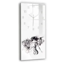 pionowy-zegar-szklany-scienny-do-salonu-z-grafika-kobieta-i-zebry-30x60-cm