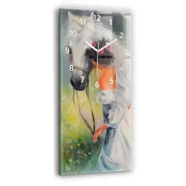 pionowy-zegar-szklany-do-kuchni-ze-wzorem-piekna-kobieta-z-koniem-30x60-cm