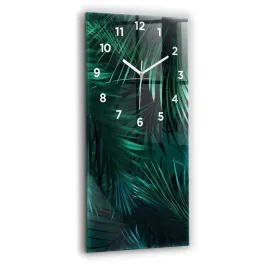 minimalistyczny-zegar-szklany-scienny-z-grafika-tropikalne-liscie-30x60-cm