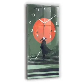 duzy-pionowy-zegar-szklany-do-mieszkania-z-grafika-samuraj-w-lesie-30x60-cm