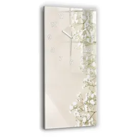 zegar-szklany-scienny-do-biura-z-grafika-kwitnace-kwiaty-gipsowki-30x60-cm