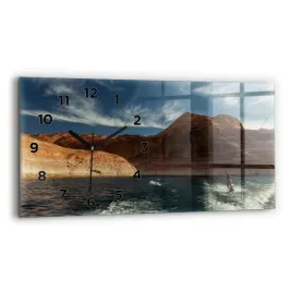 poziomy-zegar-szklany-scienny-do-salonu-osoba-na-nartach-wodnych-60x30-cm