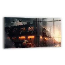 scienny-poziomy-zegar-szklany-z-nadrukiem-apokaliptyczny-budynek-60x30-cm