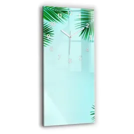 pionowy-zegar-szklany-do-kuchni-na-sciane-z-grafika-zielone-palmy-30x60-cm