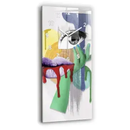 zegar-szklany-do-kuchni-na-sciane-z-grafika-surrealistyczny-kolaz-30x60-cm