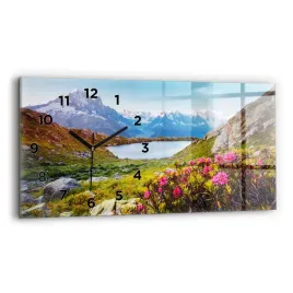 zegar-szklany-do-sypialni-z-nadrukiem-lodowiec-mont-blanc-chamonix-60x30-cm