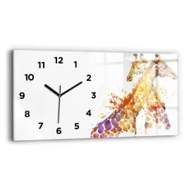minimalistyczny-poziomy-foto-zegar-szklany-scienny-zyrafa-akwarela-60x30-cm