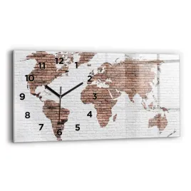 zegar-szklany-do-kuchni-na-sciane-z-nadrukiem-ceglana-mapa-swiata-60x30-cm