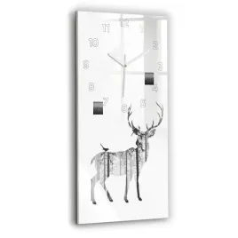 elegancki-zegar-szklany-na-sciane-z-nadrukiem-sylwetka-jelenia-las-30x60-cm
