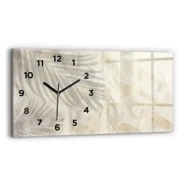 minimalistyczny-zegar-szklany-scienny-ze-wzorem-cien-palmy-piasek-60x30-cm