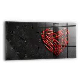 zegar-szklany-do-sypialni-ze-stylowym-nadrukiem-serce-z-papryczek-60x30-cm