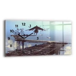 dekoracyjny-poziomy-zegar-szklany-na-sciane-ze-wzorem-aniol-rower-60x30-cm