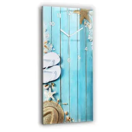 zegar-szklany-do-kuchni-na-sciane-z-nadrukiem-wakacyjne-akcesoria-30x60-cm