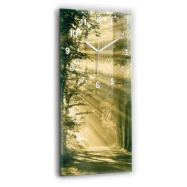 szklany-nowoczesny-pionowy-zegar-na-sciane-promienie-sloneczne-las-30x60-cm