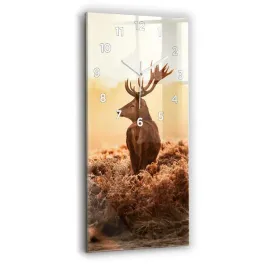 pionowy-zegar-szklany-do-salonu-ze-wzorem-jelen-o-wschodzie-slonca-30x60-cm