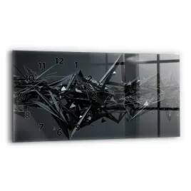 poziomy-zegar-szklany-scienny-do-biura-z-grafika-czarna-abstrakcja-60x30-cm