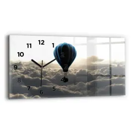 duzy-poziomy-zegar-szklany-do-mieszkania-ze-wzorem-balon-na-niebie-60x30-cm