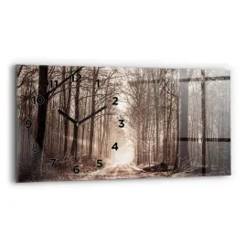 nowoczesny-poziomy-zegar-szklany-z-nadrukiem-sciezka-lesna-w-sepii-60x30-cm