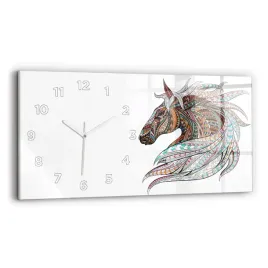 poziomy-zegar-szklany-scienny-do-biura-z-grafika-ilustracja-konia-60x30-cm