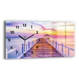 zegar-szklany-scienny-do-salonu-ze-wzorem-most-w-porcie-wieczorem-60x30-cm