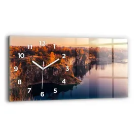 elegancki-zegar-szklany-na-sciane-krakow-jezioro-zakrzowek-jesien-60x30-cm