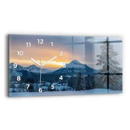 minimalistyczny-zegar-szklany-scienny-z-nadrukiem-krajobraz-gorski-60x30-cm