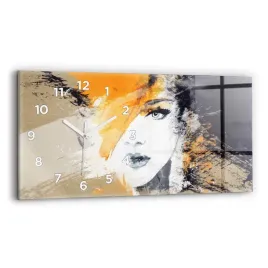foto-zegar-szklany-do-kuchni-na-sciane-portret-kobiety-abstrakcja-60x30-cm