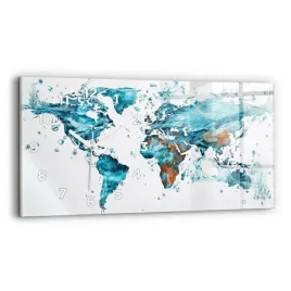 minimalistyczny-zegar-szklany-scienny-z-grafika-wodna-mapa-swiata-60x30-cm