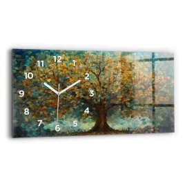poziomy-zegar-szklany-scienny-do-biura-ze-wzorem-drzewo-mozaikowe-60x30-cm