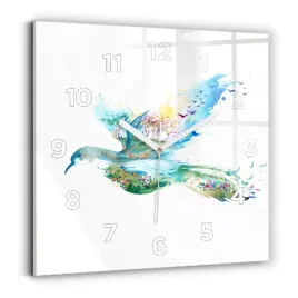 zegar-szklany-scienny-do-biura-z-grafika-abstrakcja-ptaka-i-wiosny-30x30-cm