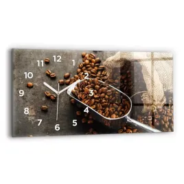 elegancki-poziomy-foto-zegar-szklany-na-sciane-worek-ziaren-kawy-60x30-cm