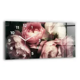 nowoczesny-zegar-szklany-na-sciane-z-grafika-bukiet-rozowych-roz-60x30-cm